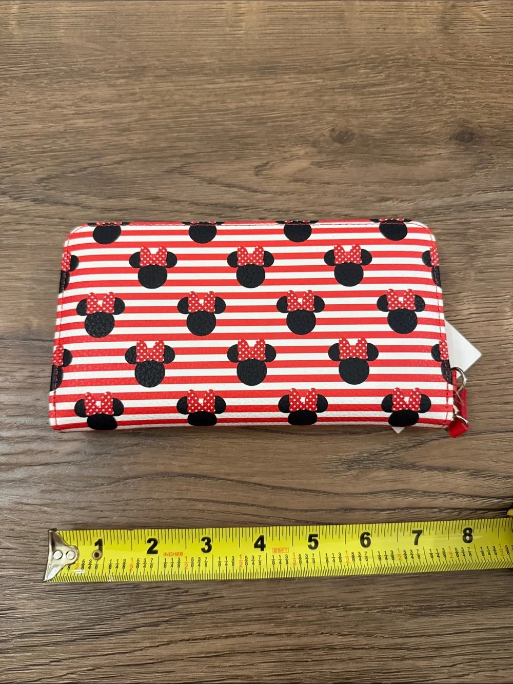 Disney Minnie Mouse Red and White Stripe Zip Wallet